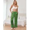 Ekouaer Womens Silk Satin Pajama Pants Casual Comfy Sleep Pants Pocketed Elastic Waist Wide Leg Pj Bottoms with Lace Trim(Green Chirstmas Pattern)