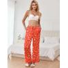 Ekouaer Womens Silk Satin Pajama Pants Casual Comfy Sleep Pants Pocketed Elastic Waist Wide Leg Pj Bottoms with Lace Trim(Red Chirstmas Pattern)