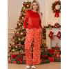 Ekouaer Womens Silk Satin Pajama Pants Casual Comfy Sleep Pants Pocketed Elastic Waist Wide Leg Pj Bottoms with Lace Trim(Red Chirstmas Pattern)