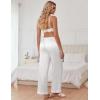 Ekouaer Womens Silk Satin Pajama Pants Casual Comfy Sleep Pants Pocketed Elastic Waist Wide Leg Pj Bottoms with Lace Trim(White)