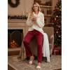 Ekouaer Womens Silk Satin Pajama Pants Casual Comfy Sleep Pants Pocketed Elastic Waist Wide Leg Pj Bottoms with Lace Trim(Wine Red)