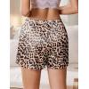 Ekouaer Womens Silk Satin Pajama Short 2026 Summer Casual Sleep Shorts Lounge Sleep Pj Short with Pockets Soft Lounge Shorts(Leopard Brown)
