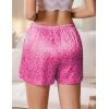 Ekouaer Womens Silk Satin Pajama Short 2026 Summer Casual Sleep Shorts Lounge Sleep Pj Short with Pockets Soft Lounge Shorts(Leopard Hot Pink)