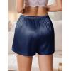 Ekouaer Womens Silk Satin Pajama Short 2026 Summer Casual Sleep Shorts Lounge Sleep Pj Short with Pockets Soft Lounge Shorts(Navy Blue)