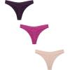 Ekouaer Womens Thongs Invisible Panties No Show Seamless Low Waist Breathable G-String Cotton Thongs 6 Pack(Multicolored 3- 6 Pack)