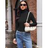 Ekouaer Women’s Turtleneck Long Sleeve Shirts Slim Fit Thermal Underwear Tops Lightweight Pullover Tees(Black/White)