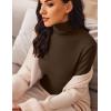 Ekouaer Women’s Turtleneck Long Sleeve Shirts Slim Fit Thermal Underwear Tops Lightweight Pullover Tees(Brown)