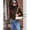 Ekouaer Women’s Turtleneck Long Sleeve Shirts Slim Fit Thermal Underwear Tops Lightweight Pullover Tees(Brown/Black)