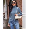 Ekouaer Women’s Turtleneck Long Sleeve Shirts Slim Fit Thermal Underwear Tops Lightweight Pullover Tees(Haze Blue)