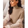 Ekouaer Women’s Turtleneck Long Sleeve Shirts Slim Fit Thermal Underwear Tops Lightweight Pullover Tees(Khaki)