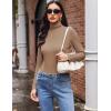 Ekouaer Women’s Turtleneck Long Sleeve Shirts Slim Fit Thermal Underwear Tops Lightweight Pullover Tees(Khaki)