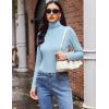 Ekouaer Women’s Turtleneck Long Sleeve Shirts Slim Fit Thermal Underwear Tops Lightweight Pullover Tees(Light Blue)