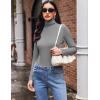 Ekouaer Women’s Turtleneck Long Sleeve Shirts Slim Fit Thermal Underwear Tops Lightweight Pullover Tees(Light Grey)