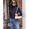 Ekouaer Women’s Turtleneck Long Sleeve Shirts Slim Fit Thermal Underwear Tops Lightweight Pullover Tees(Navy Blue)