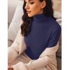 Ekouaer Women’s Turtleneck Long Sleeve Shirts Slim Fit Thermal Underwear Tops Lightweight Pullover Tees(Navy Blue)