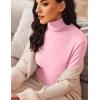 Ekouaer Women’s Turtleneck Long Sleeve Shirts Slim Fit Thermal Underwear Tops Lightweight Pullover Tees(White/Pink)
