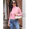 Ekouaer Women’s Turtleneck Long Sleeve Shirts Slim Fit Thermal Underwear Tops Lightweight Pullover Tees(White/Pink)