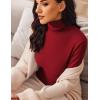 Ekouaer Women’s Turtleneck Long Sleeve Shirts Slim Fit Thermal Underwear Tops Lightweight Pullover Tees(Wine Red)