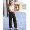 Ekouaer Womens Wide Leg Pants for Women Elastic Waist Womens Casual Palazzo Pants Soft Comfy Pajama Pants with Pockets(Black)