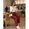 Ekouaer Womens Wide Leg Pants for Women Elastic Waist Womens Casual Palazzo Pants Soft Comfy Pajama Pants with Pockets(Black Red Plaid)