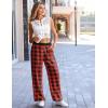 Ekouaer Womens Wide Leg Pants for Women Elastic Waist Womens Casual Palazzo Pants Soft Comfy Pajama Pants with Pockets(Black Red Plaid)
