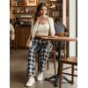 Ekouaer Womens Wide Leg Pants for Women Elastic Waist Womens Casual Palazzo Pants Soft Comfy Pajama Pants with Pockets(Black White Plaid)