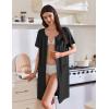 Ekouaer Women’s Zipper Robe Short Sleeves Swiss Dots Housecoat Zip Up Bathrobe Soft Nightgown with Pockets S-3XL(Black)