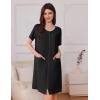 Ekouaer Women’s Zipper Robe Short Sleeves Swiss Dots Housecoat Zip Up Bathrobe Soft Nightgown with Pockets S-3XL(Black)