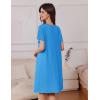 Ekouaer Women’s Zipper Robe Short Sleeves Swiss Dots Housecoat Zip Up Bathrobe Soft Nightgown with Pockets S-3XL(Blue)