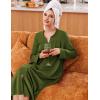 Ekouaer Zipper Robes for Women Long Knit Bathrobes Lightweight Full Length Housecoat with Pockets Nightgown S-3XL(Army Green)