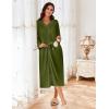 Ekouaer Zipper Robes for Women Long Knit Bathrobes Lightweight Full Length Housecoat with Pockets Nightgown S-3XL(Army Green)