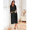 Ekouaer Zipper Robes for Women Long Knit Bathrobes Lightweight Full Length Housecoat with Pockets Nightgown S-3XL(Black)
