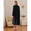 Ekouaer Zipper Robes for Women Long Knit Bathrobes Lightweight Full Length Housecoat with Pockets Nightgown S-3XL(Black)