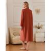 Ekouaer Zipper Robes for Women Long Knit Bathrobes Lightweight Full Length Housecoat with Pockets Nightgown S-3XL(Caramel)