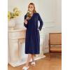 Ekouaer Zipper Robes for Women Long Knit Bathrobes Lightweight Full Length Housecoat with Pockets Nightgown S-3XL(Navy Blue)