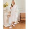 Ekouaer Zipper Robes for Women Long Knit Bathrobes Lightweight Full Length Housecoat with Pockets Nightgown S-3XL(White)