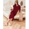 Ekouaer Zipper Robes for Women Long Knit Bathrobes Lightweight Full Length Housecoat with Pockets Nightgown S-3XL(Wine Red)