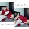 Ekouaer Zipper Robes for Women Long Knit Bathrobes Lightweight Full Length Housecoat with Pockets Nightgown S-3XL(Wine Red)