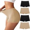 Ekouaer Boyshort Panties Women’s Soft Underwear Briefs Invisible Hipster 3 Pack Seamless Boxer Brief Panties S-XXL(Black & Nude-4 Pack)