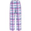 Ekouaer Girls Soft Pajamas Pants Cute Print Pattern PJ Bottoms Comfortable Lounge Long Pants with 2 Pockets(Light Purple Blue Plaid)