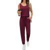 Ekouaer Jumpsuits for Women Casual Sleeveless 2026 Summer Romper Dressy Vacation One Piece Outfits Fashion Travel Clothes(Burgundy)