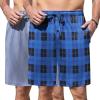 Ekouaer Men’s Pajama Shorts Soft Sleepwear Bottoms Elastic Waistband Loungewear Breathable Men Shorts with Pockets(Blue and White Plaid & Stripe)