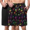 Ekouaer Men’s Pajama Shorts Soft Sleepwear Bottoms Elastic Waistband Loungewear Breathable Men Shorts with Pockets(Colorful Mushrooms and Solid Black)