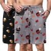 Ekouaer Men’s Pajama Shorts Soft Sleepwear Bottoms Elastic Waistband Loungewear Breathable Men Shorts with Pockets(Gray Barbecue and Black Wine Glass)