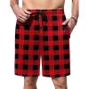 Ekouaer Men’s Pajama Shorts Soft Sleepwear Bottoms Elastic Waistband Loungewear Breathable Men Shorts with Pockets(Plaid Red)