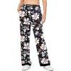 Ekouaer Soft Pajama Pants for Women, Elastic Waist Casual Lounge Yoga Pj Bottoms with Pockets(Flowers Black)