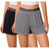 Ekouaer Womens 2 Pack Pajama Shorts 2026 Comfy Elastic Waist Sleep Shorts Bamboo Viscose Soft Pj Bottoms with Pockets(Black+gray)