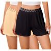 Ekouaer Womens 2 Pack Pajama Shorts 2026 Comfy Elastic Waist Sleep Shorts Bamboo Viscose Soft Pj Bottoms with Pockets(Black+light Brown)