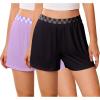 Ekouaer Womens 2 Pack Pajama Shorts 2026 Comfy Elastic Waist Sleep Shorts Bamboo Viscose Soft Pj Bottoms with Pockets(Black+light Purple)