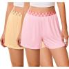 Ekouaer Womens 2 Pack Pajama Shorts 2026 Comfy Elastic Waist Sleep Shorts Bamboo Viscose Soft Pj Bottoms with Pockets(Pink+light Brown)